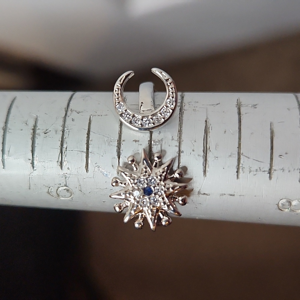 Gorgeous 925 Silver Plated Celestial Ring with Blue Accent Adjustable 6.5 - Picture 5 of 5